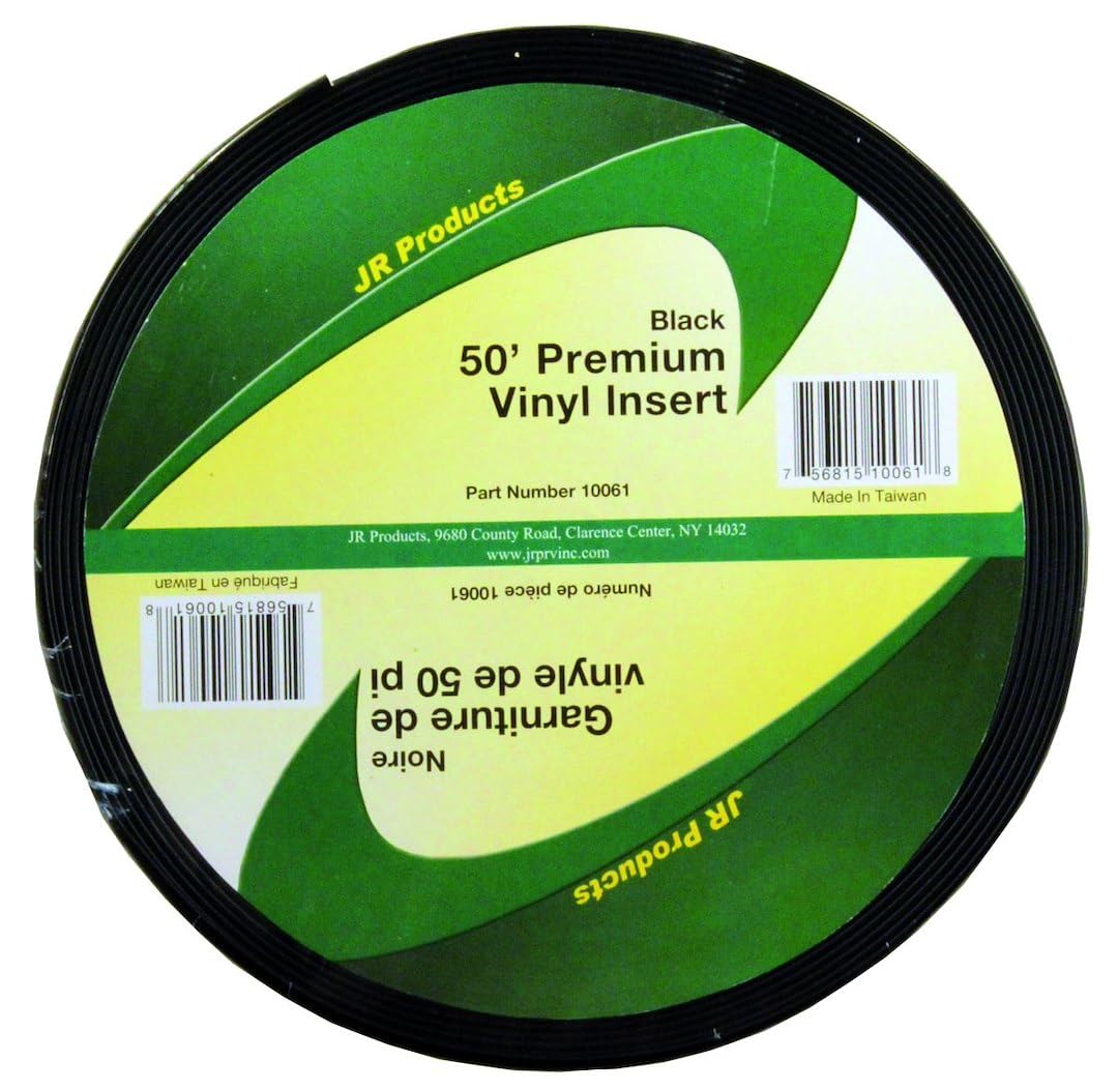 JR PRODUCTS 10061 JR Products 10061 Premium Vinyl Insert - Black, 1" x 50'