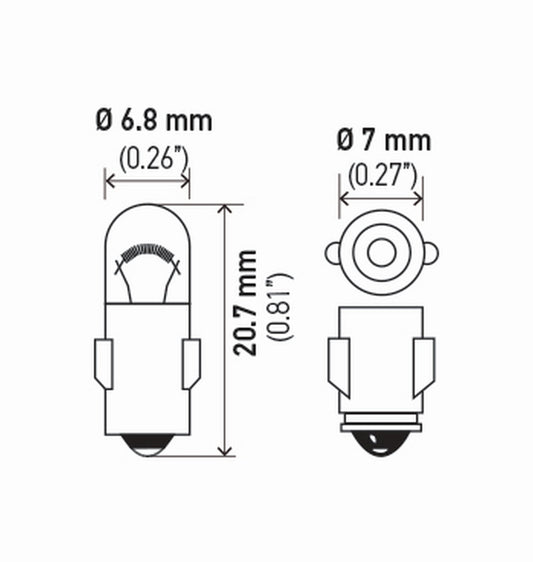 Hella 3898TB Bulb 3898 12V 2W Ba7S T2 (2), Multi