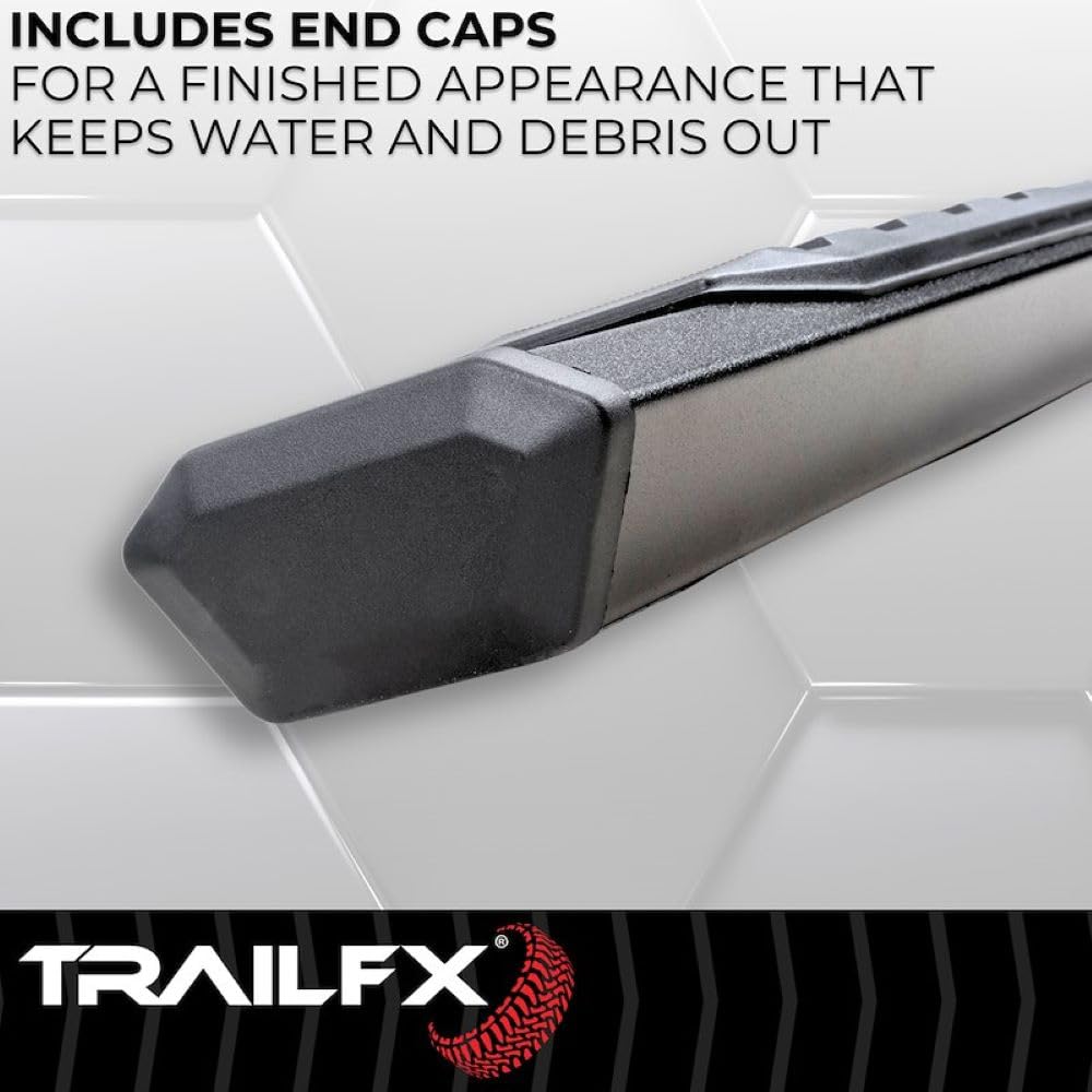 TRAILFX AL4001B TrailFX Nerf Bars Fits 2015-2022 Chevrolet Colorado Extended Cab Titanium Black Powder Coated Aluminum Side Steps with 4-1/2 Inch Hexagonal Step Pads Rocker Panel Mount Set of 2 Running Boards