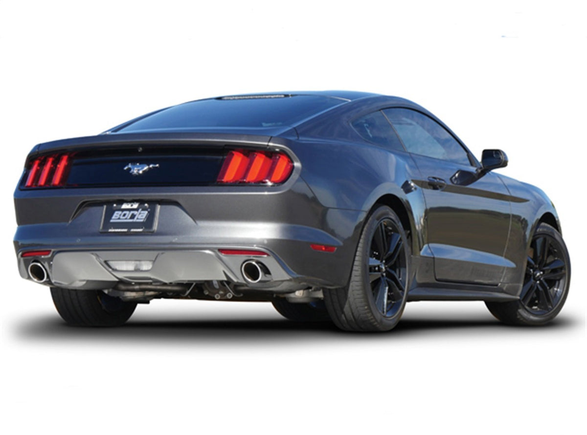 BORLA 140585 BORLA 140585 Cat-Back Performance Exhaust System for 2015-2023 Ford Mustang 4 Cyl. T-304 Stainless Steel ATAK Sound Dual Split Rear Exit Single 4" Round Chrome Tips On Each Side