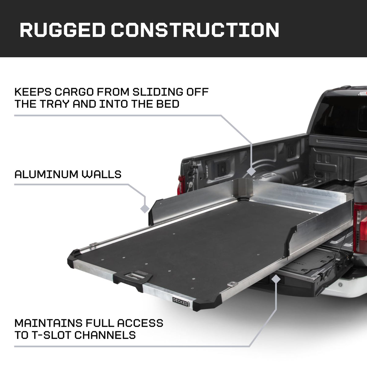 CARGOGLIDE C0020-HS48-ALM DECKED High Sides Kit for 48" CargoGlide Models – Side Rail Extension Panels for Added Cargo Containment – for Full-Size Truck Only