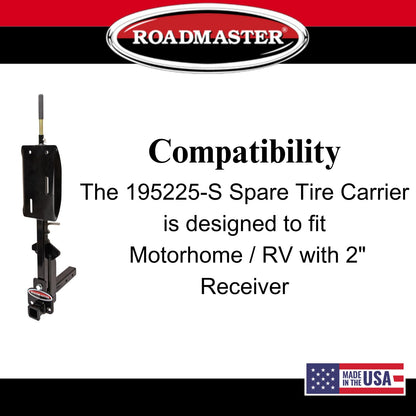 ROADMASTER 195225-S Roadmaster 195225-S Spare Tire Carrier with 2" Drop fits 2" Motorhome Receiver | for 16" - 24.5" Dually Wheels | 10,000 lbs Maximum Capacity | Fits All Lug Nut Patterns