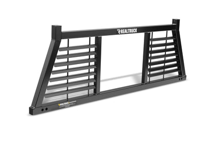 Backrack 148LV RealTruck BACKRACK Half Louvered Rack Frame Only – Black, No Drill – 148LV – 2001-2025 Chevrolet/GMC Silverado/Sierra 2500/3500HD; 2017-2025 Dodge RAM 1500/2500/3500; 2004-2025 Nissan Titan & Others