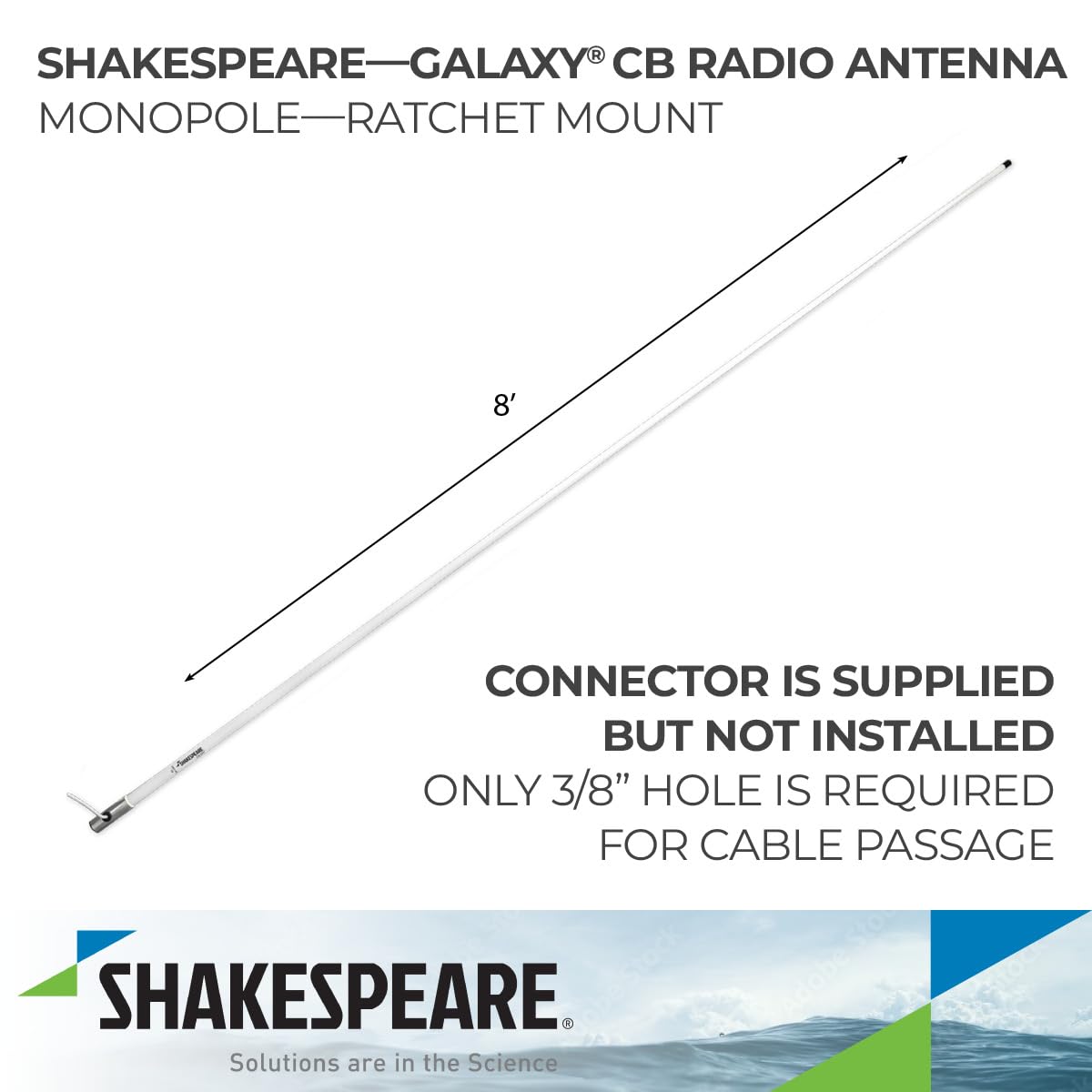Shakespeare 5223-XT 8' TUNABLE GALAXY CB ANTENNA