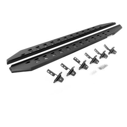 GO RHINO 69412973SPC RealTruck RB20 Slim Running Boards & Brackets | Galvanized Steel, Textured Black | 69412973SPC | Fits 2021-2026 Ford Bronco 4-Door (Excludes Bronco Sport)