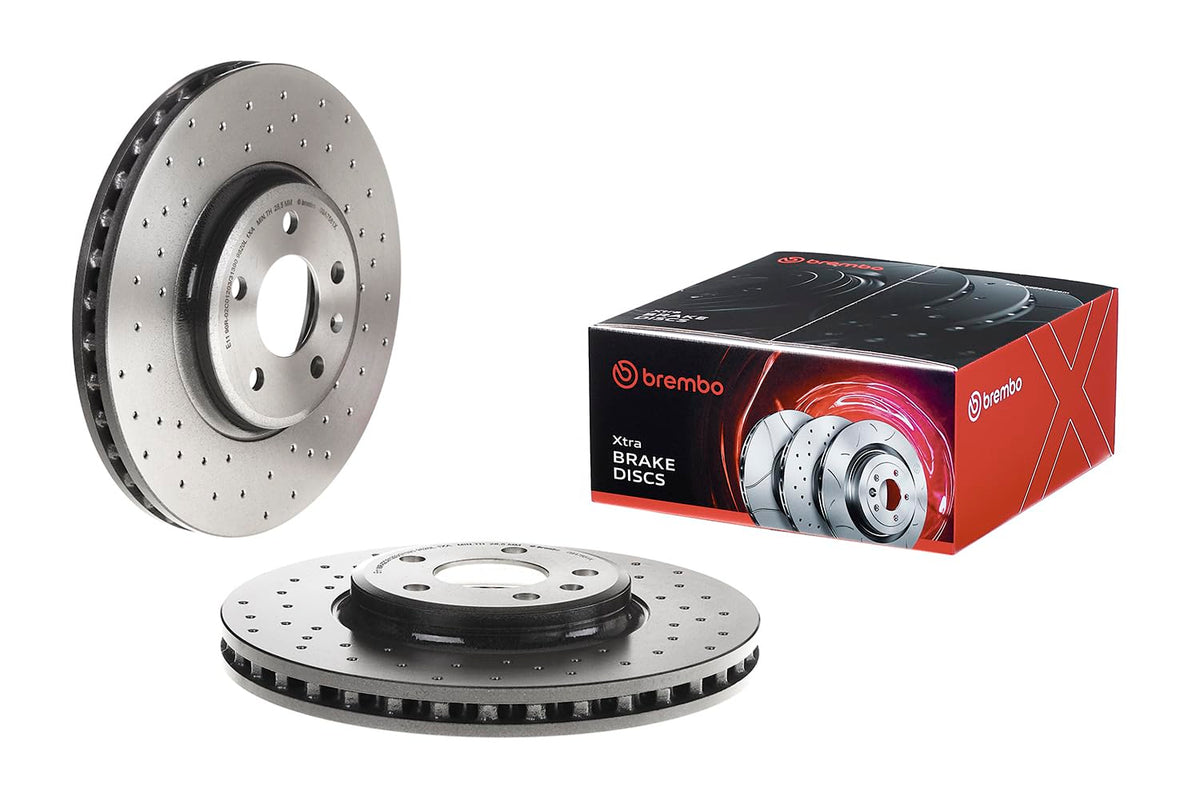 BREMBO 09A7581XC02 Brembo 09.A758.1X Xtra UV Coated Pillar Vented drilled Front Brake Rotor AUDI/AUDI (FAW) OE# 8K0615301A