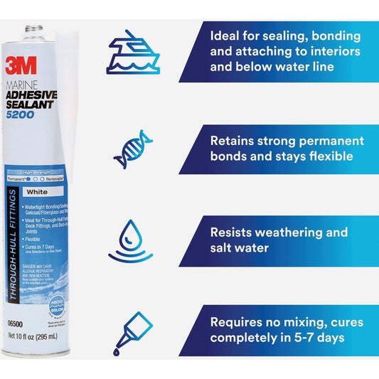 3M 05206 Marine Sealant Wht 1Oz12