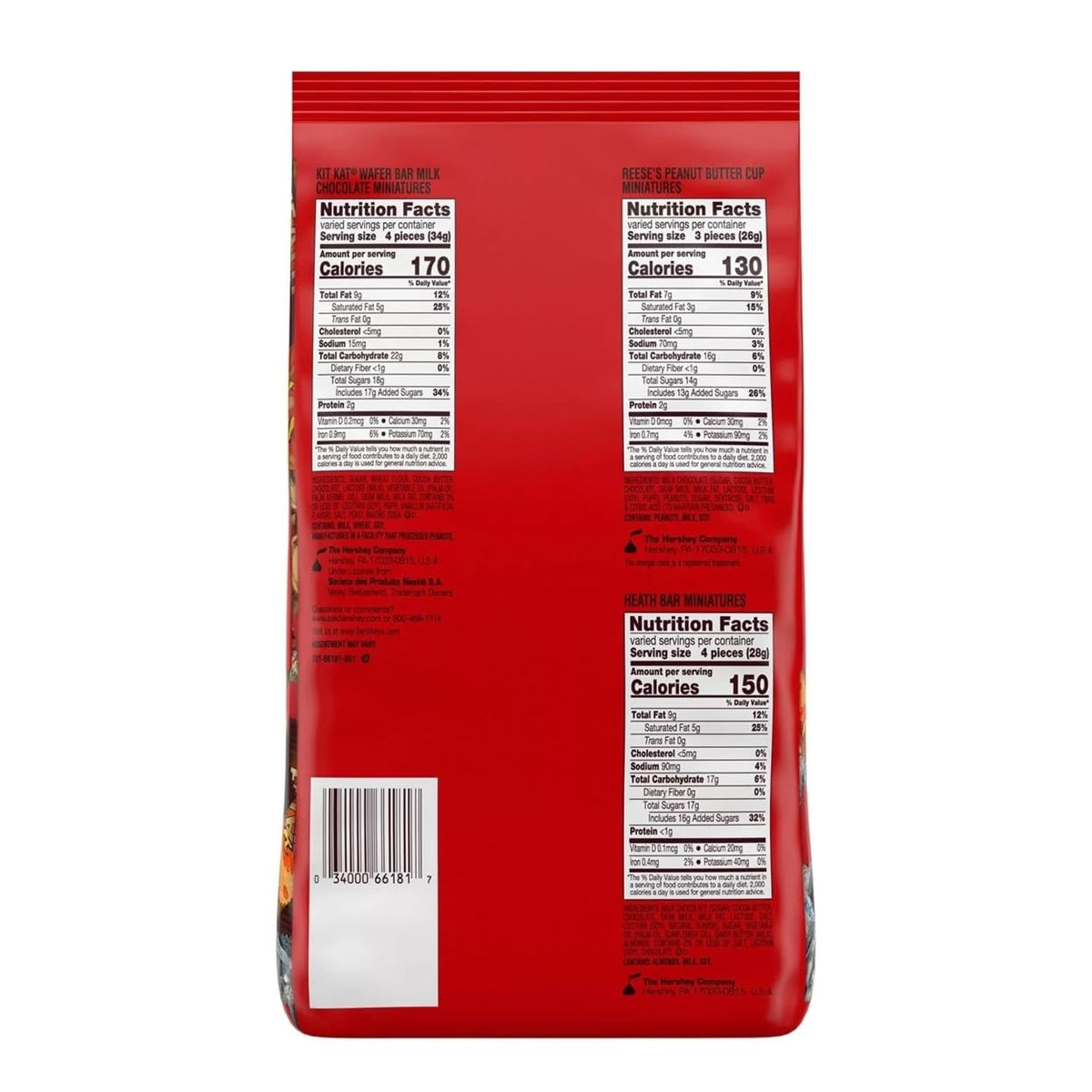 Hershey's Hershey's Assorted Chocolate Miniatures Bulk Bag, 55 oz (220 Pieces)