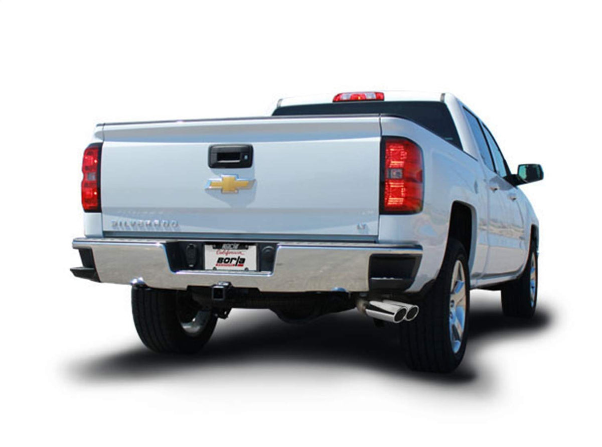 BORLA 140797 Borla 140797 ATAK Cat-Back Exhaust System 2.75 in. Into Muffler 2.25 in. Out Incl. Muffler/Hardware/4 in. x 14 in. Single Rolled Angle-Cut Tip Truck Side Exit ATAK Cat-Back Exhaust System
