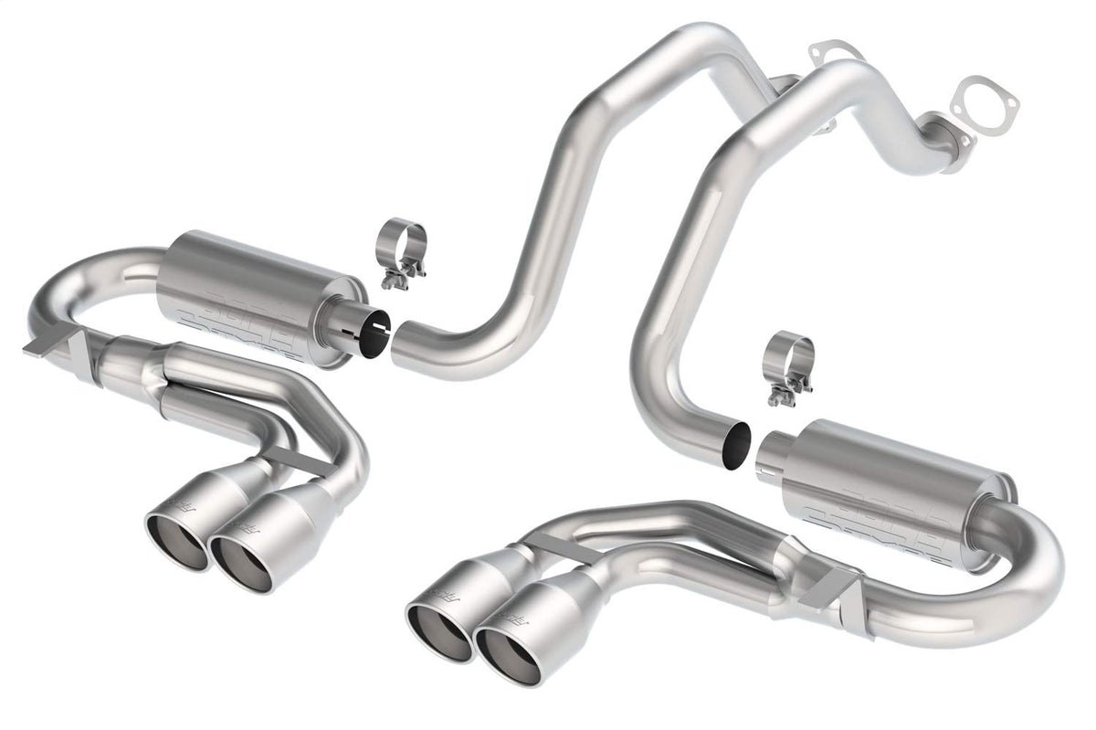 BORLA 140038 BORLA 140038 Cat-Back Perf. Exhaust System for 1997-2004 Chevrolet Corvette (C5) V8 & Z06 (C5) V8 T-304 Stainless Steel S-Type Classic Dual Center Rear Exit Dual 4" Rnd. Polished T-304 Tips Each Side