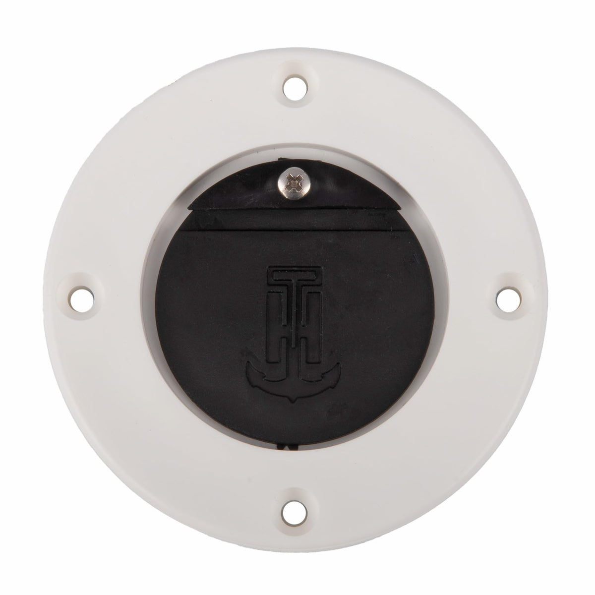 T-H MARINE SA-2B-DP T-H Marine Flush Mount Scupper Valve Assembly – Durable Marine Scupper Valve with Curl Proof Flapper for 1" to 1.25" Drain Tubes – Versatile Installation, White Frame/Black Flapper