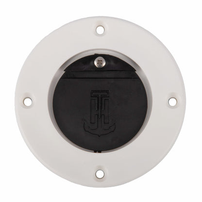 T-H MARINE SA-2B-DP T-H Marine Flush Mount Scupper Valve Assembly – Durable Marine Scupper Valve with Curl Proof Flapper for 1" to 1.25" Drain Tubes – Versatile Installation, White Frame/Black Flapper