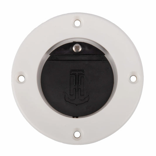 T-H MARINE SA-2B-DP T-H Marine Flush Mount Scupper Valve Assembly – Durable Marine Scupper Valve with Curl Proof Flapper for 1" to 1.25" Drain Tubes – Versatile Installation, White Frame/Black Flapper