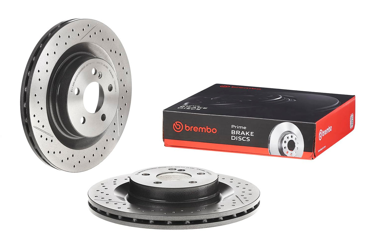 BREMBO 09A32611C02 Brembo 09.A326.11 UV Coated Pillar Vented drilled + Slotted Rear Brake Rotor MERCEDES-BENZ OE# A2044230412