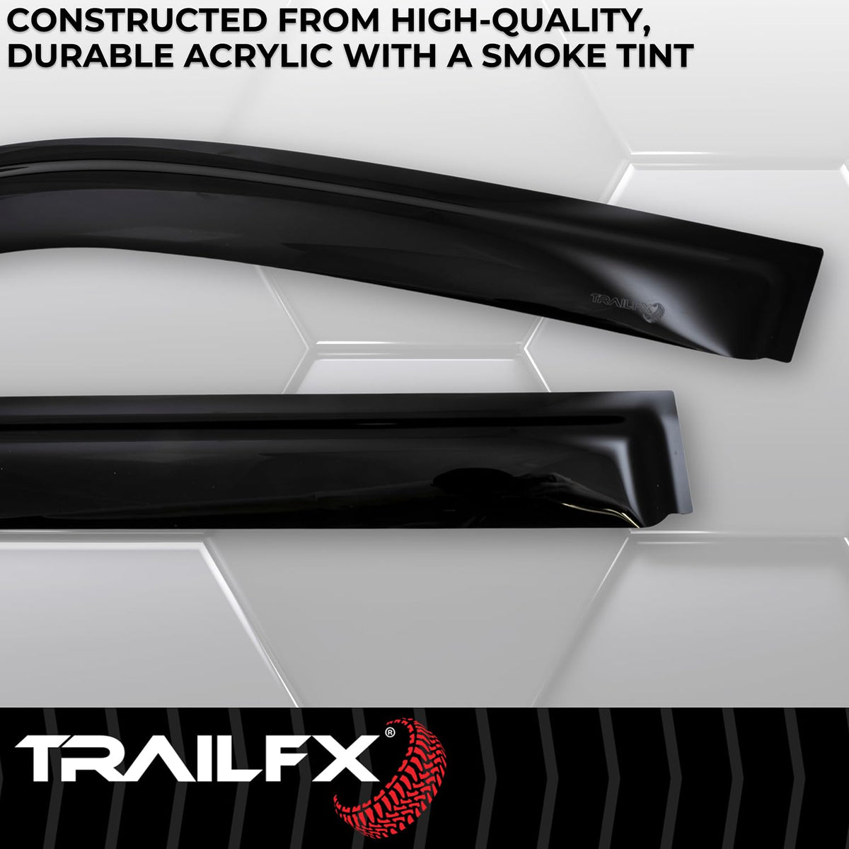 TRAILFX 4888H TrailFX Acrylic Rainguards Fits 2022-2025 Toyota Tundra Crew Max Low Profile Tape-On Smoke Window Vents Outside Channel Mount Set of 4 Rain Guards TrailFX 4888H