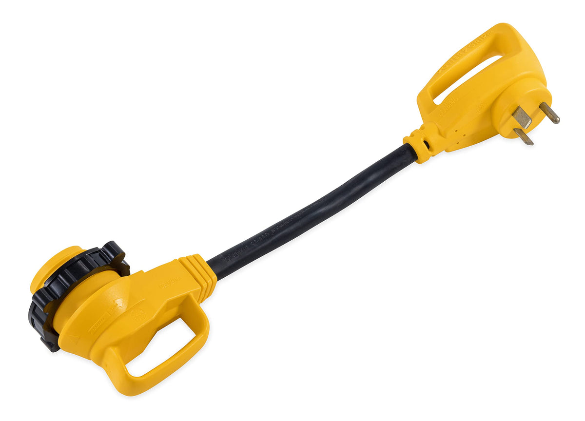 CAMCO 55522 Camco 55522 18" 30 AMP Standard Male / 30 AMP 90 Degree Locking Female PowerGrip Adapter