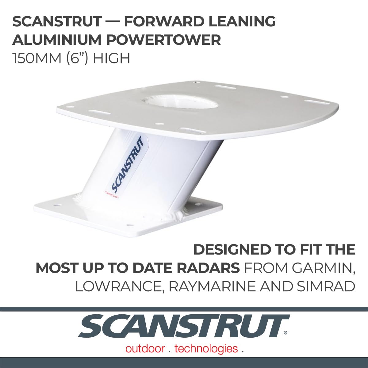 SCANSTRUT APT-F-150-01 Scanstrut APT-F-150-01 Forward-Leaning Aluminum Power Tower for 2kW/4kW Raymarine, Garmin, Navico BR24/3G/4G Radomes - 150mm