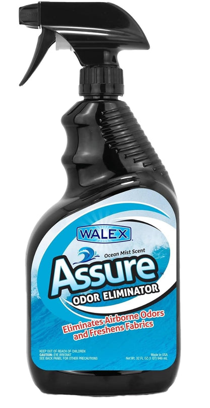 WALEX ASSURE32OM Walex Assure RV Odor Eliminator Air Freshener Spray - Neutralizes Airborne Odors & Freshens Fabrics, Instant Odor Elimination with Natural Essential Oils, Pet Safe, Long Lasting; Ocean Mist, 32 oz