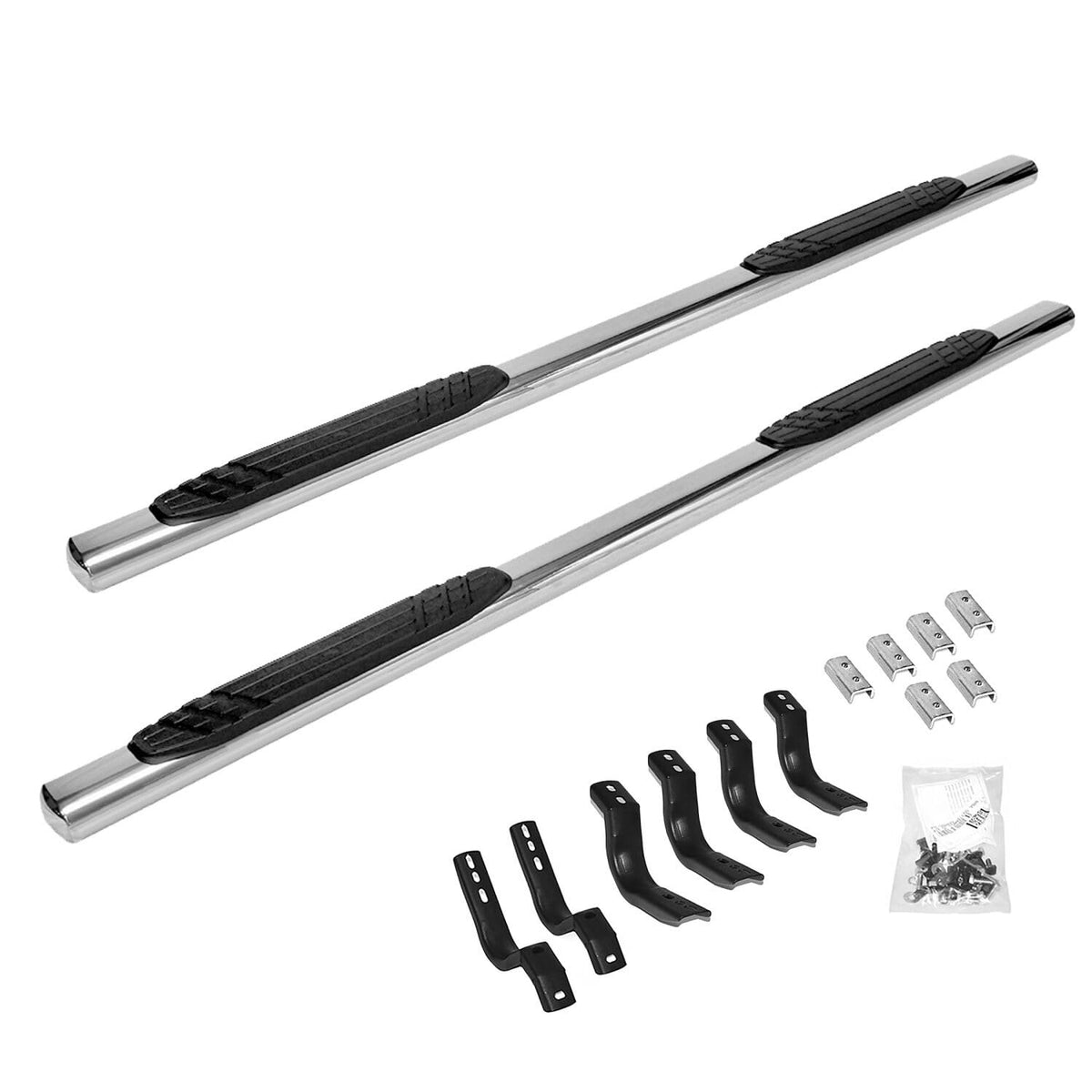 GO RHINO 684415587PS Go Rhino 4" OE Xtreme Sidesteps & Brackets | Stainless Steel, Polished | 684415587PS | Fits 2015-2024 Ford F-150 Super Crew; 2017-2024 Ford F-150 Raptor Super Crew & Others (See Description)