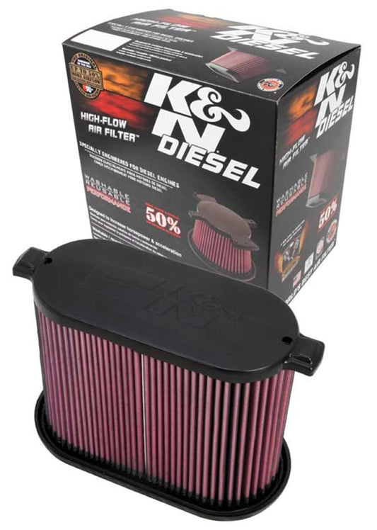K&N FILTER E-0785 K&N Performance Diesel High-Flow Lifetime Engine Air Filter: Increase Power & Towing, Washable, Premium, Replacement Air Filter: Compatible with 2008-2010 FORD (F250, F350, F450, F550), E-0785