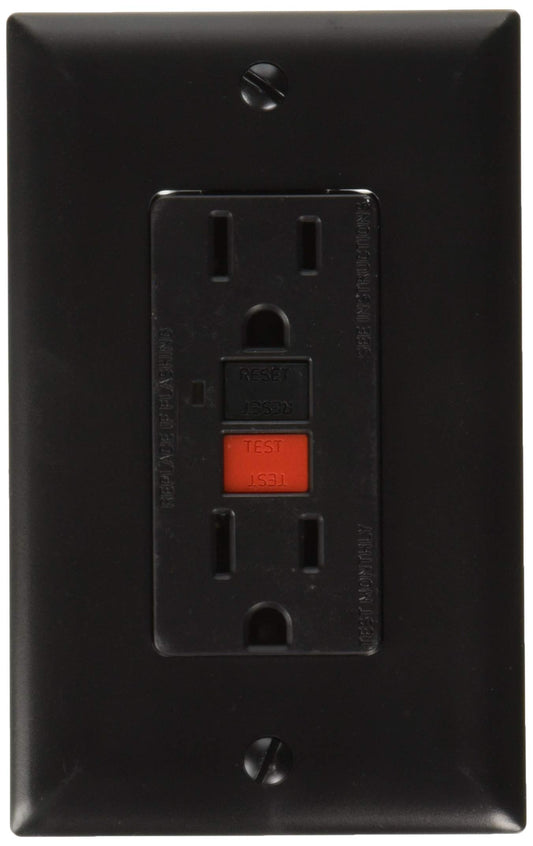 RV DESIGNER S807 RV Designer S807, Dual Outlet GFCI with Cover Plate, Black, AC Electrical