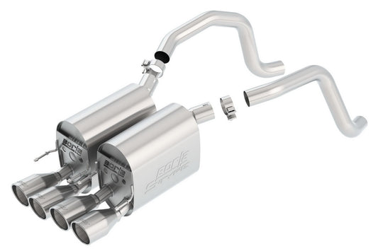 BORLA 11815 BORLA 11815 Axle-Back Perf. Exhaust System for 2005-2008 Chevrolet Corvette (C6) V8 T-304 Stainless Steel S-Type II Sound Dual Center Rear Exit Dual 4" Round Polished T-304 Stainless Tips On Each Side