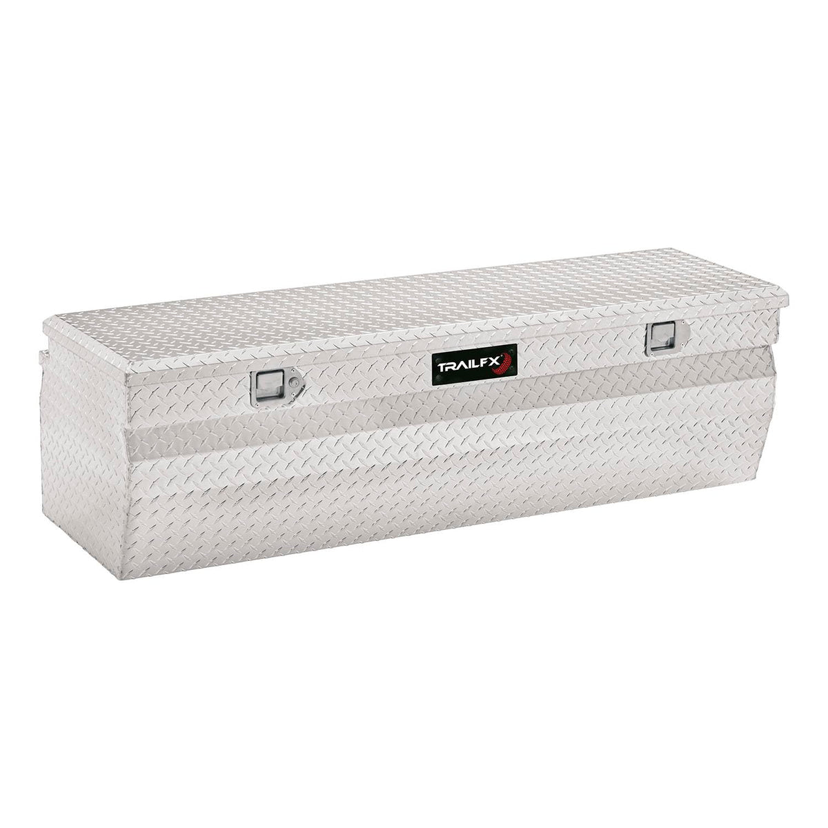 TRAILFX 150581 Trailfx Angled Chest Tool Box Single Lid with Struts Polished 16-Gauge Diamond Tread Aluminum 13.5 Cubic Foot 54 Inch Length x 19-7/8 Inch Width x 17-1/8 Inch Height Bright Finish 150581
