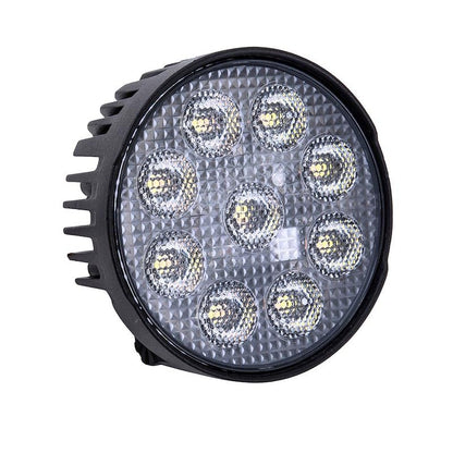 TRAILFX 4RNDWLAMF1 TrailFX 4RNDWLAMF1 Round LED Work Light 4 Inch 45W Flood Beam Dual White and Amber Flash 6600 Raw Lumens Black Aluminum Pedestal Mount and Installation Hardware