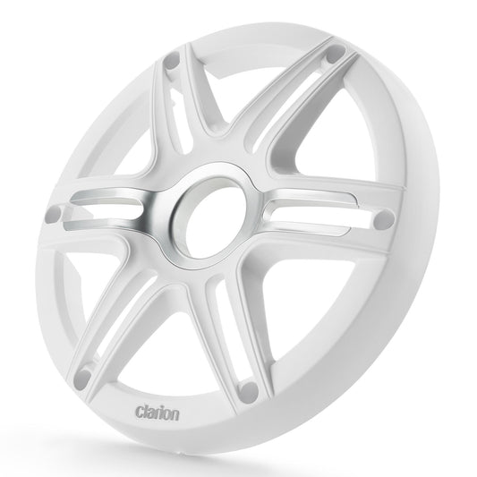 CLARION 010-13567-00 Clarion CMGP-101-SW 10-inch Premium Subwoofer Grille Sport Style, White, with Metallic Silver Accents