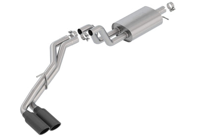 BORLA 140789BC BORLA 140789BC Cat-Back Performance Exhaust System for 2019-2023 Ford Ranger 4 Cyl. T-304 Stainless Steel S-Type Sound Dual Right Side Exit Single 4" Round Black Chrome Tip On Each Tail Pipe