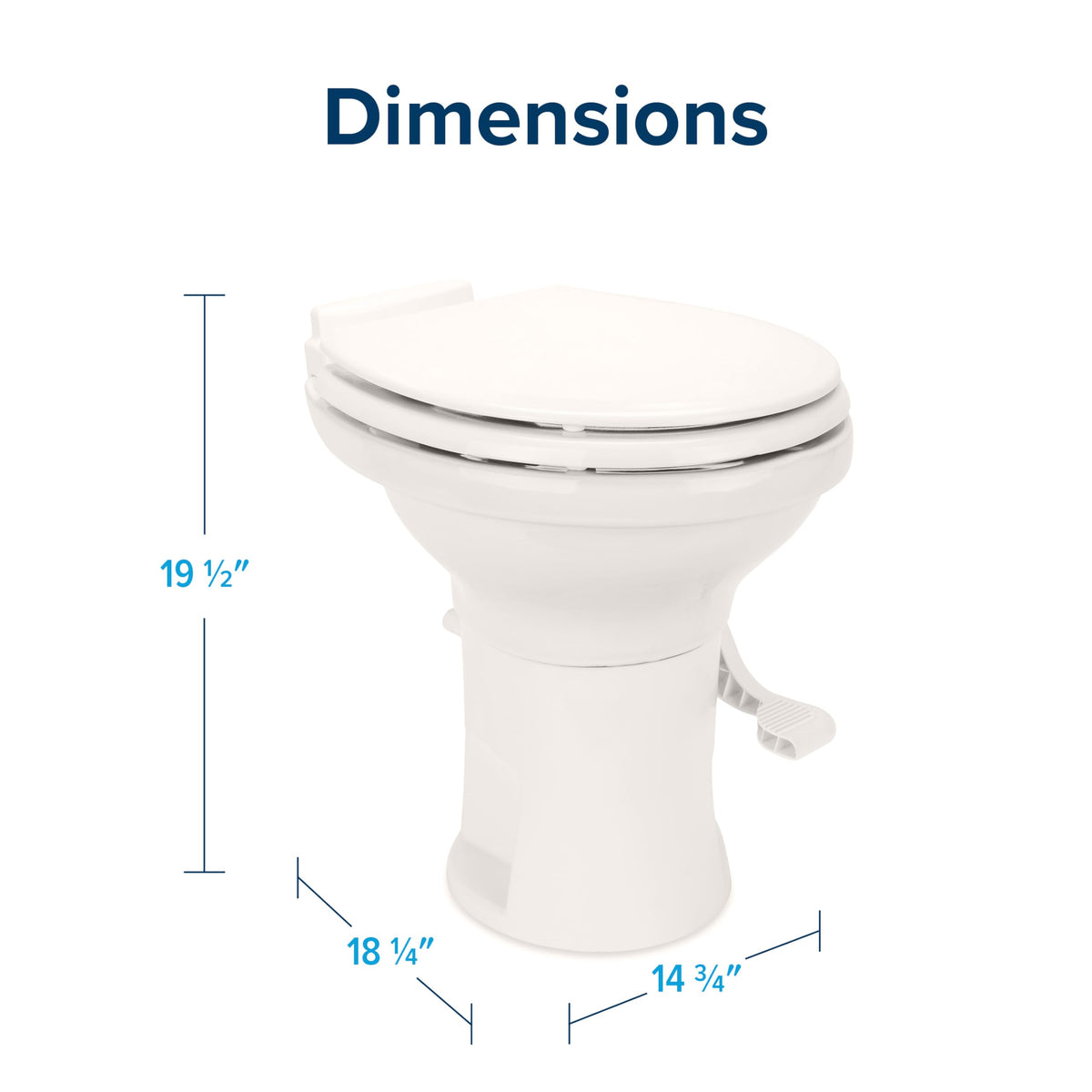 CAMCO 41715 Camco Premium Ceramic Camper/RV Toilet - Features Gravity Flush System w/Convenient Foot Pedal - Full-Sized Ergonomic Design w/18 Chair Height - Soft-Close Wood Seat & Lid - Bone (41715)