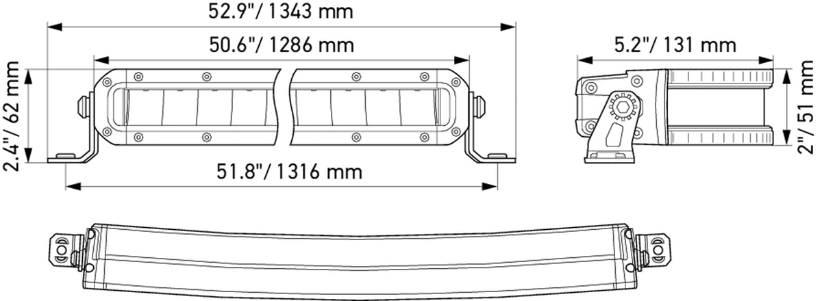 HELLA 358197531 Hella Black Magic Tough 50 Inch Slim Curved LED Lightbar- Performance High Beam Off-Road Light for Pickup Trucks, ATV, SUV, 4x4, Jeep, Tractors / 358197531