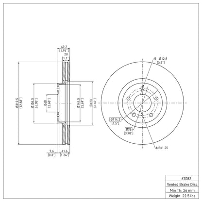 Dynamic Friction 600-67052 Front Brake Rotor