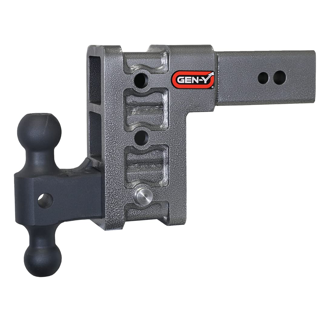 GEN-Y HITCH GH-1713 GEN-Y Hitch Tow Hitch for 3" Receiver - 6" Drop/Rise with 3 Adjustable Positions, Includes Dual Ball Mount and Locking Pin, 32,000 lbs Towing Capacity, 3,500 lbs Tongue Weight, Silver
