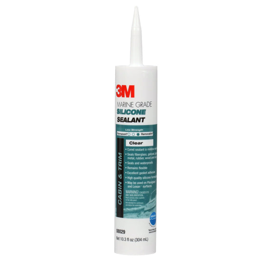 3M 08029 3M Marine Grade Silicone Sealant, Clear, 304 mL Cartridge