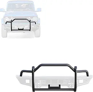Black Horse Tubular Grille Guard Light Duty Matte Black Compatible with 2021-2026 Ford Bronco-GG-FB22