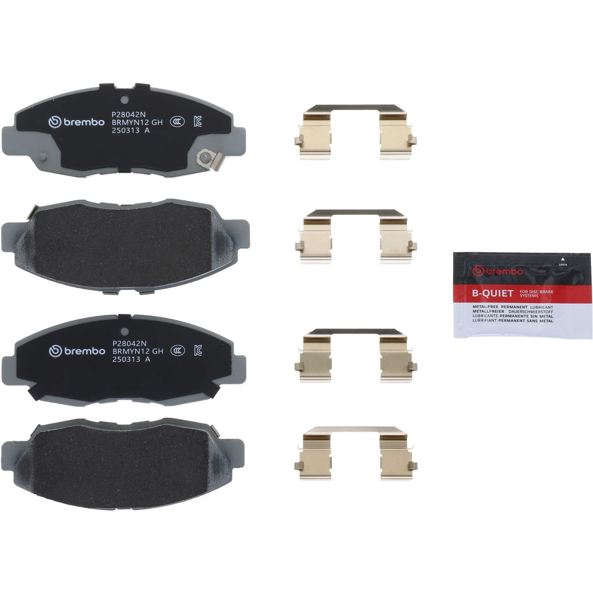 BREMBO P28042N Brembo P28042N Premium Ceramic Front Disc Brake Pad Set HONDA/HONDA (DONGFENG)/HONDA (GAC) OE# 45022S01A01