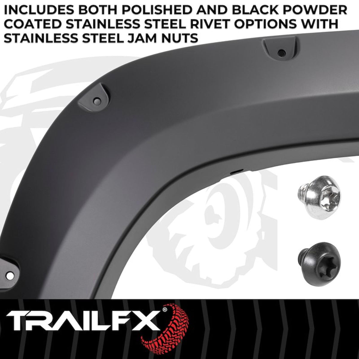 TRAILFX TFC3006S Trail FX Fender Flare TFC3006S Pocket Style Black Smooth Finish 2 Inch Front and 2 Inch Rear Tire Coverage Polypropylene Fits 2020-2026 Chevrolet Silverado 2500 HD/ 3500 HD