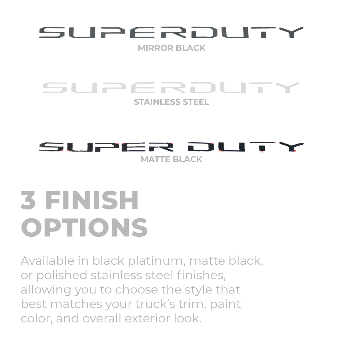 Putco 55561FD Putco Ford Super Duty Tailgate Lettering Kit - Stainless Steel - Cut Lettering - Fits Ford F250, F350, F450 2023-2027
