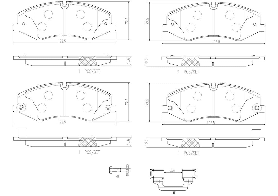 BREMBO P44022N Brembo P44022N Premium Ceramic Front Disc Brake Pad Set LAND ROVER OE# LR047859
