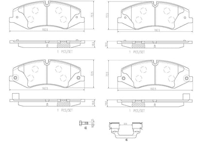 BREMBO P44022N Brembo P44022N Premium Ceramic Front Disc Brake Pad Set LAND ROVER OE# LR047859