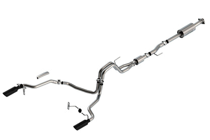 BORLA 140866BC BORLA 140866BC Cat-Back Performance Exhaust System for 2021-2023 Ford F-150 V8 EXC. Tremor & Black Appear. T-304 Stainless Steel S-Type Sound Dual Split Rear Exit Singe 4" Round Chrome Tip Each Side
