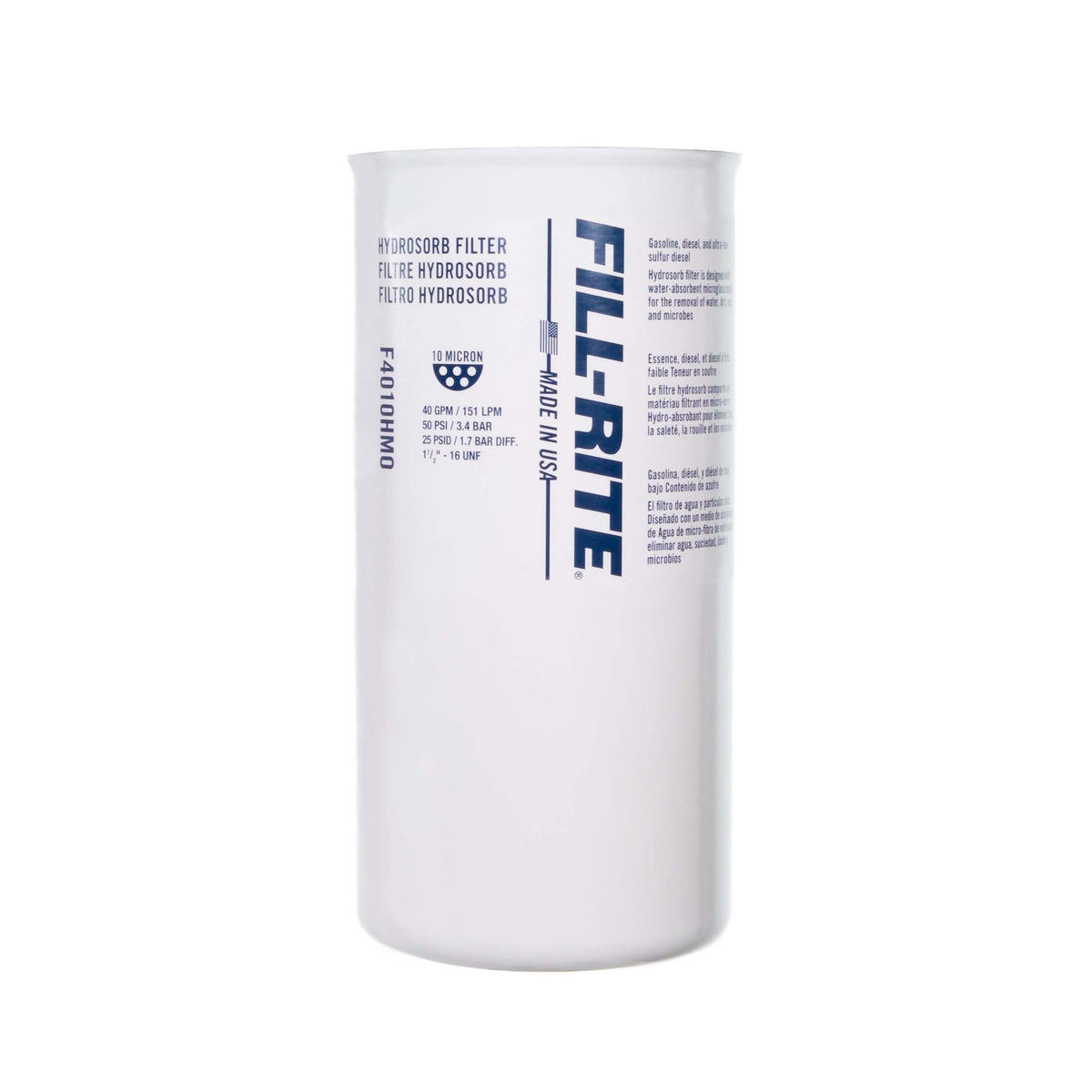 FILL RITE F4010HM0 Fill-Rite F4010HM0 1½" - 16 UNF 40 GPM (151 LPM) 10 Micron Water Detecting Spin-On Fuel Filter