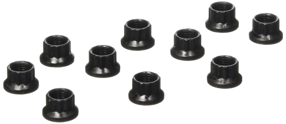 ARP 300-8332 ARP 3008332 Stainless Steel 3/8-24 12-Point Nuts - Pack of 10, Black