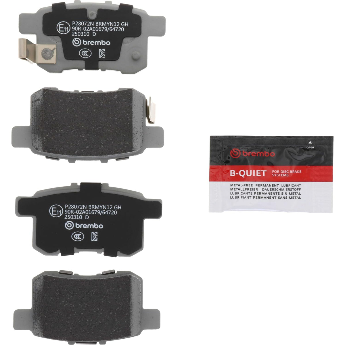 BREMBO P28072N Brembo P28072N Premium Ceramic Rear Disc Brake Pad Set ACURA/BYD/HONDA/HONDA (DONGFENG)/HONDA (GAC) OE# 43022TA0A000