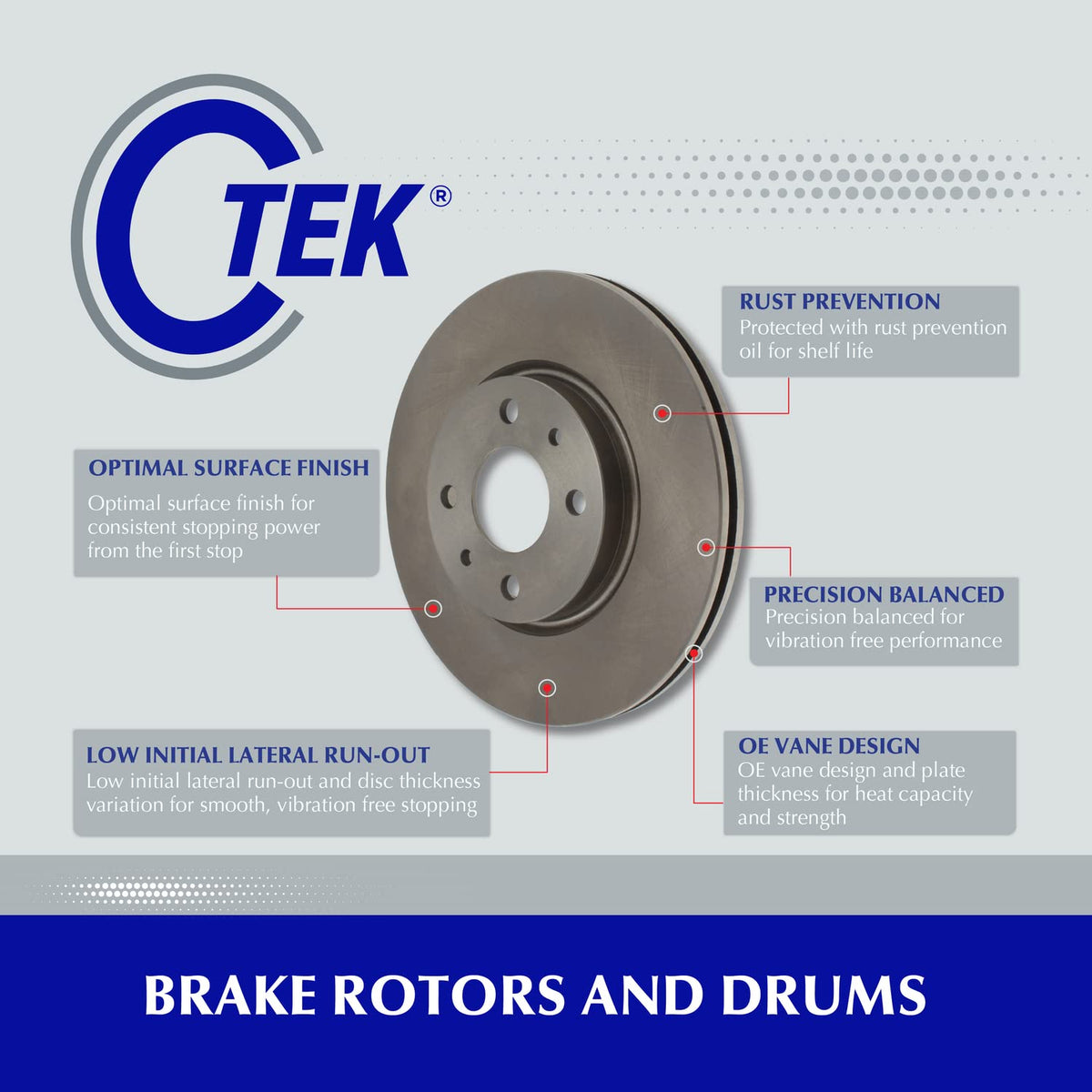 Centric Parts 121.65052 C-Tek Automotive Rear Brake Rotor