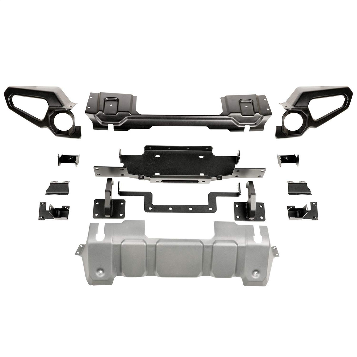 RUGGED RIDGE 11549.42 Rugged Ridge Venator Bumper, Front for Jeep Wrangler/Gladiator | Full Width w/Winch Tray, Steel, Black | 11549.42 | Fits 2018-2025 Jeep Wrangler JL; 2020-2025 Jeep Gladiator JT