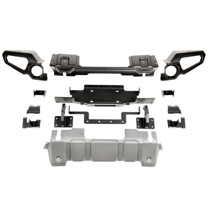 RUGGED RIDGE 11549.42 Rugged Ridge Venator Bumper, Front for Jeep Wrangler/Gladiator | Full Width w/Winch Tray, Steel, Black | 11549.42 | Fits 2018-2025 Jeep Wrangler JL; 2020-2025 Jeep Gladiator JT
