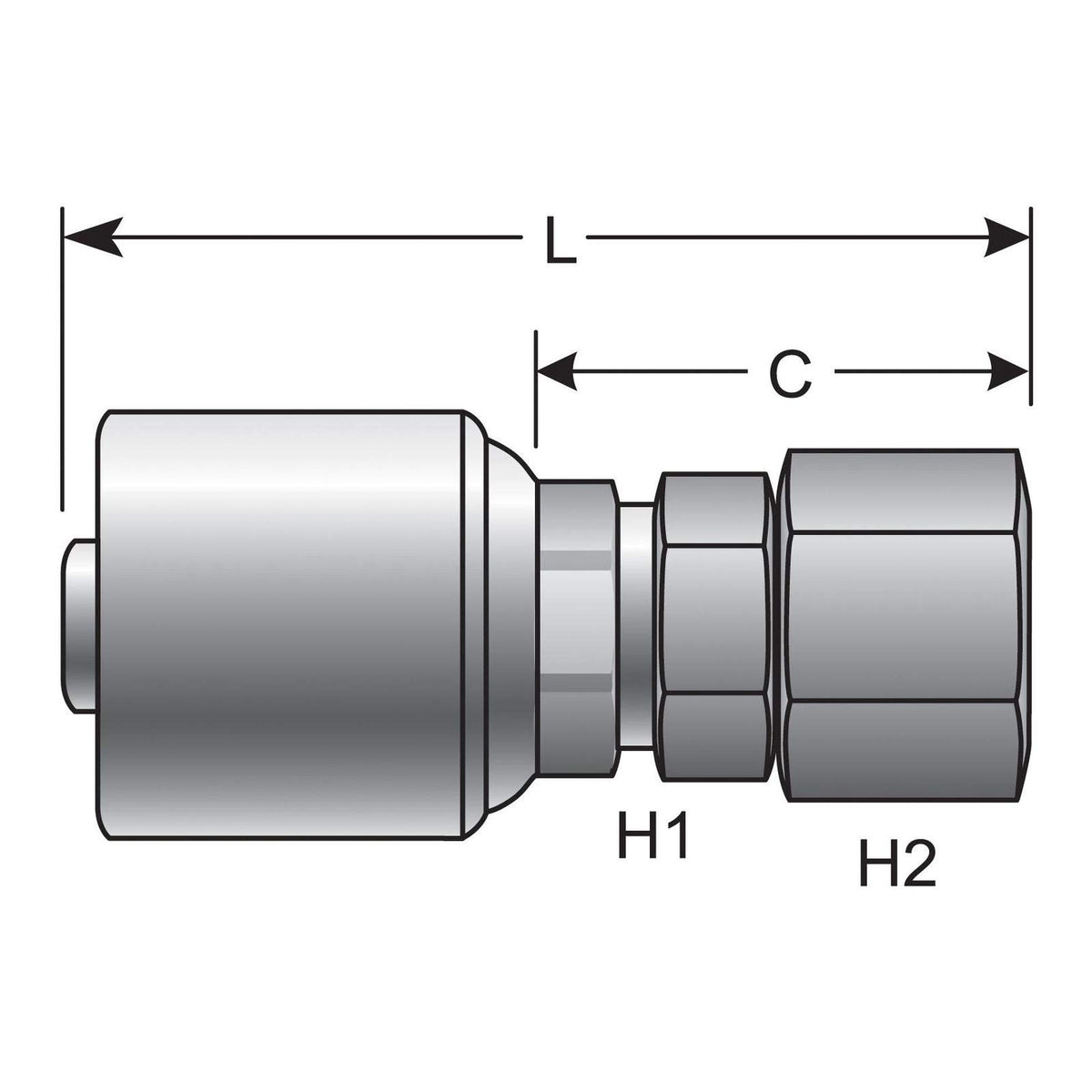 Gates G25170-0812 MegaCrimp Couplings, Female JIC 37 Flare