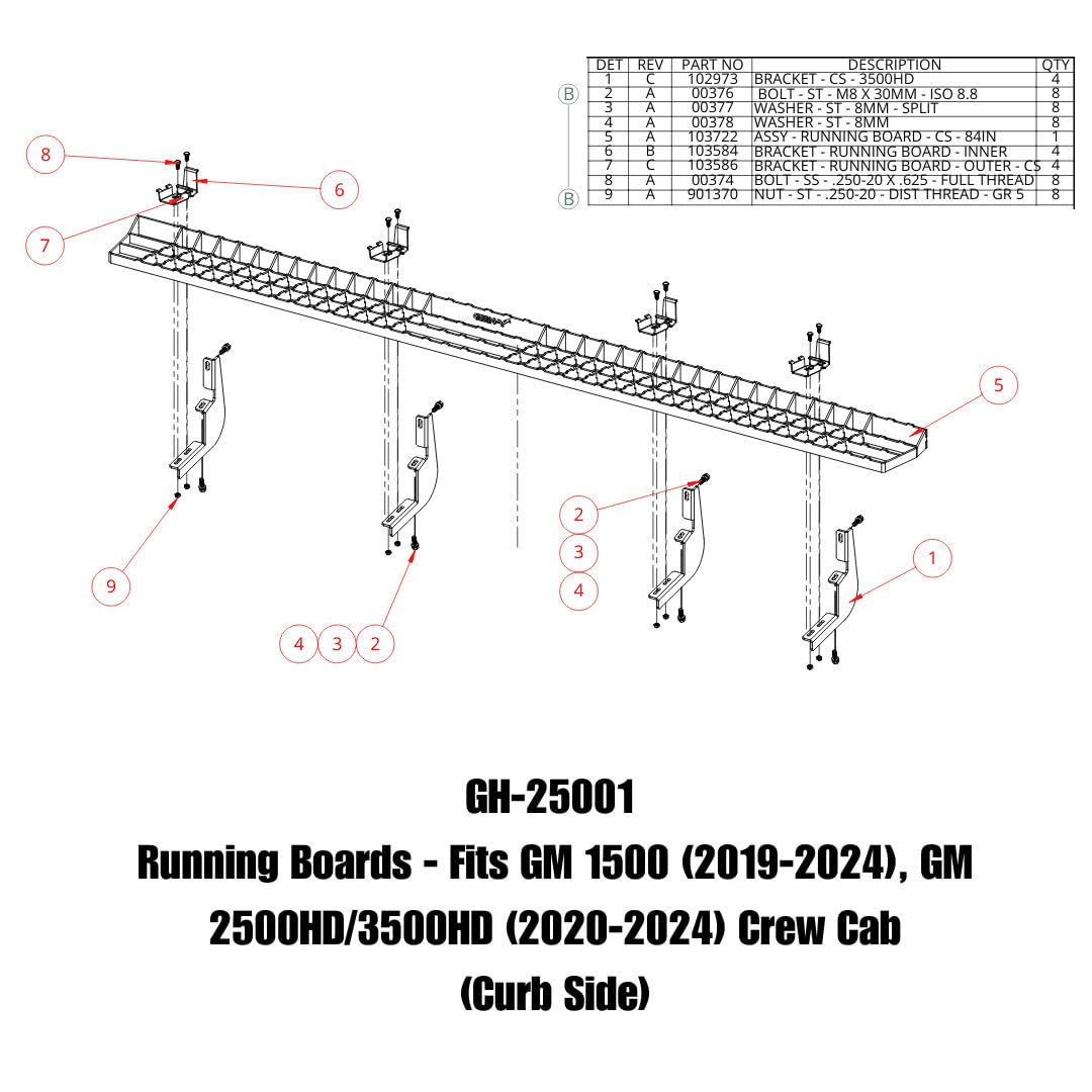 GEN-Y HITCH GH-25001 Gen-Y 19-24 GM 1500/20-24 GM 2500HD/3500HD Crew Cab Running Boards by Gen-Y Hitch